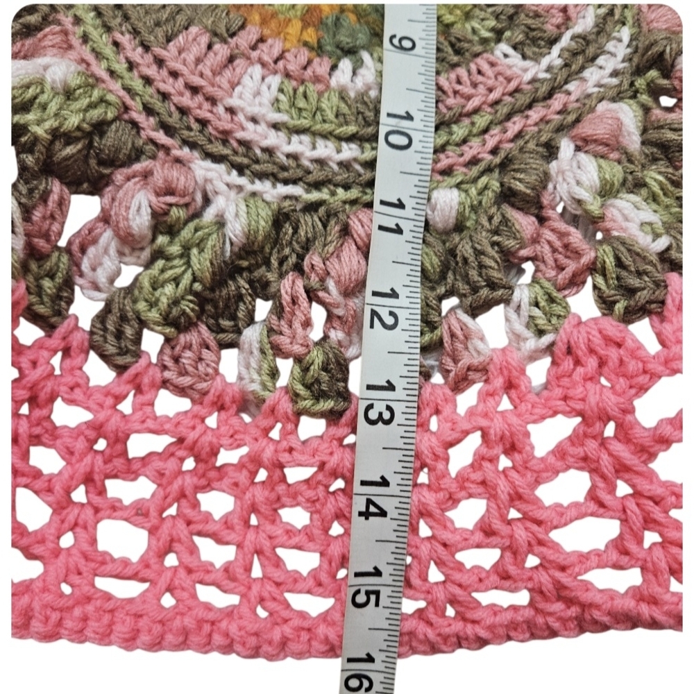 Handmade Crochet Halter Top Boho Camo Pink Green Swim Cover Up Top - Picture 14 of 17
